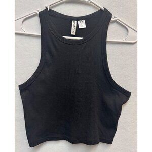 H&M Divided Black Ribbed Crop Tank Top Size M